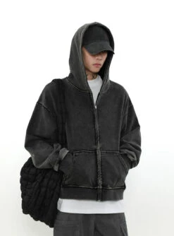 Oversized Faded Mid-Crop Boxy Zip-Up Hoodie -Modern Wear Shop 87a50debc334f28ed10d9b7ba2363edb
