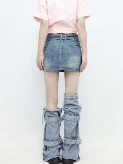 Double Strap Denim Leg Warmers -Modern Wear Shop 87ee435d10060646a26ea63b7d82bd87