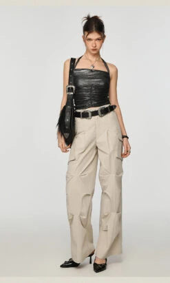 Metallic Ruched Halter Neck Crop Top -Modern Wear Shop 8814c0e37e92ac3ab0affe2d91e20a2e