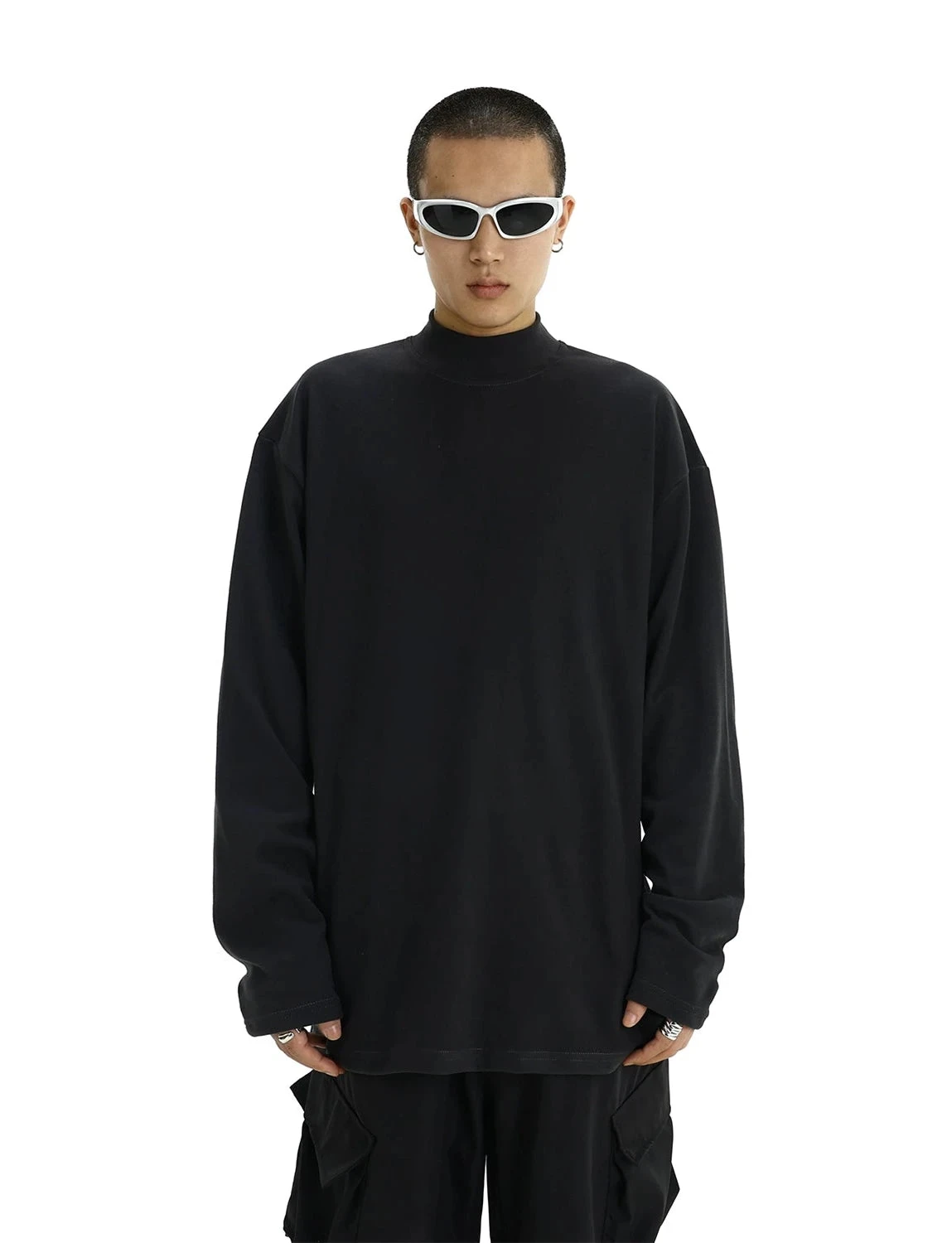 Boxy Mock-Neck Long Sleeve Tee 1 Boxy Mock-Neck Long Sleeve Tee