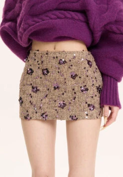 Sequin Tweed Mini Skirt