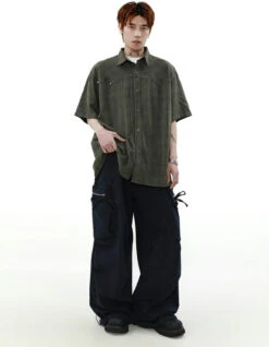 Oversized Plaid Button-Up Short Sleeve Shirt -Modern Wear Shop 891a765dfd7ccbdf2bf84a2db6241217