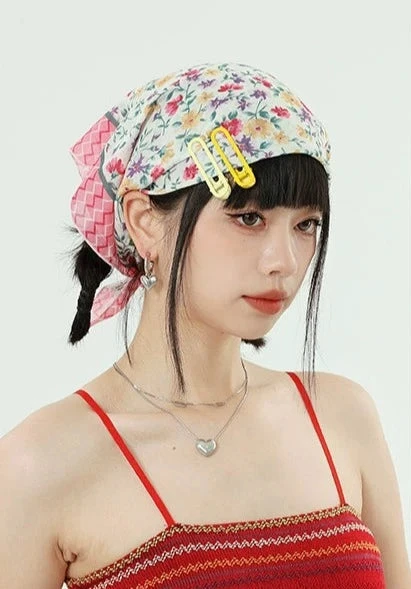 Multicolor Beach Bandana With Hair Clips 7 Multicolor Beach Bandana With Hair Clips - Image 7