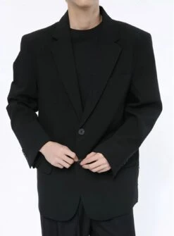 Structured Single-Breasted Retro Oversized Blazer -Modern Wear Shop 896aa1c8f0473f62a76656f285c30bcb
