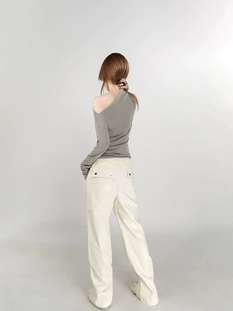 Asymmetrical Neckline Long Sleeve Top 4 Asymmetrical Neckline Long Sleeve Top - Image 4