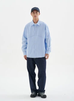Long Sleeve Button Shirt With Chest Panel Detail -Modern Wear Shop 89d7fdb5a62b682c34de0d09c511a10c