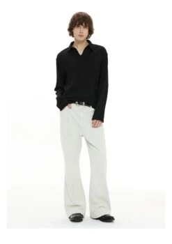 Knit Polo Collar Pullover Sweater Top -Modern Wear Shop 8a5b0154e8095873467795113b5e9e96