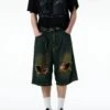 Distressed Denim Bermuda Shorts With Frayed Hems
