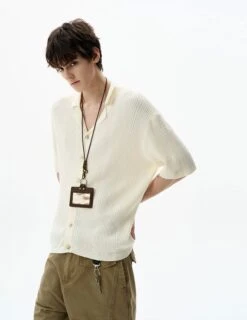 Textured Cable Knit Button-Up Shirt With Spread Collar -Modern Wear Shop 8aa92beca2d0e39f8058d9e0fce06e0e