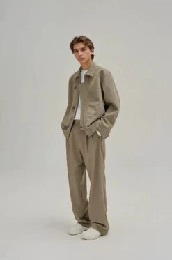 Fireman Clasp-Buckle Corduroy Collared Jacket -Modern Wear Shop 8abcbefc5c0b5250bab17bd3320221b9