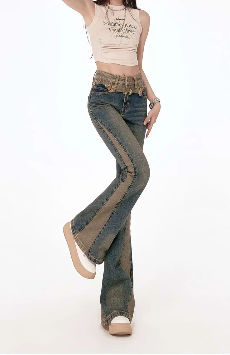 Semi Flare Color Block Jeans 2 Semi Flare Color Block Jeans - Image 2