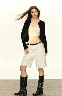 Ribbed Cable Knit Cardigan With Button Front -Modern Wear Shop 8b21a6417e8fdc85928382ba854258c0