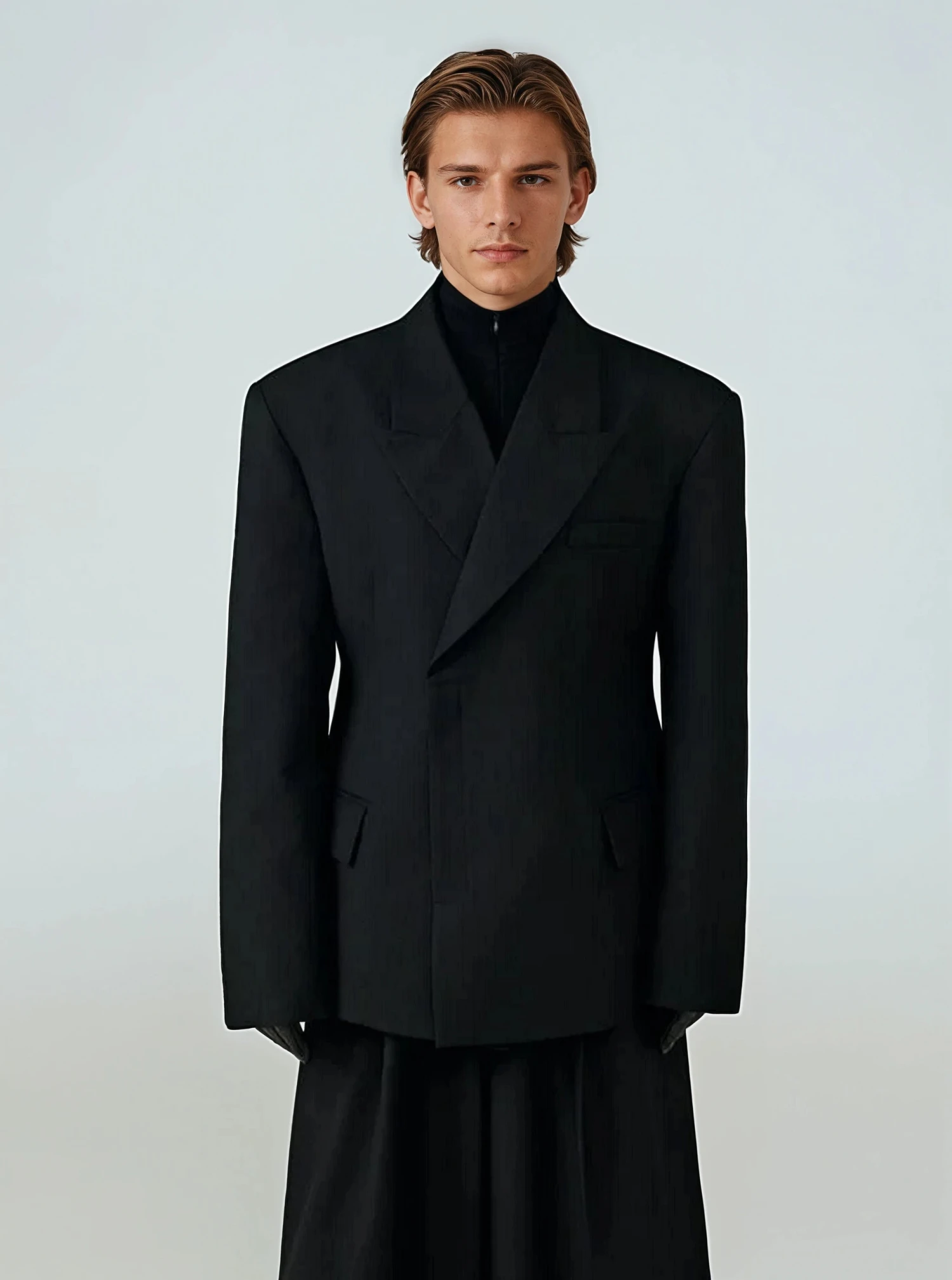 Structured Boxy Double-Breasted Hidden Button Blazer 2 Structured Boxy Double-Breasted Hidden Button Blazer - Image 2