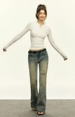 Ribbed Long Sleeve O-Neck Henley Top 23 Ribbed Long Sleeve O-Neck Henley Top -Modern Wear Shop 8b33982dbbd1fd39948da0f8861c3e69