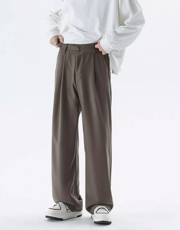 Wide Leg Tailored Lightweight Trousers With Belt Detail 11 Wide Leg Tailored Lightweight Trousers With Belt Detail - Image 11