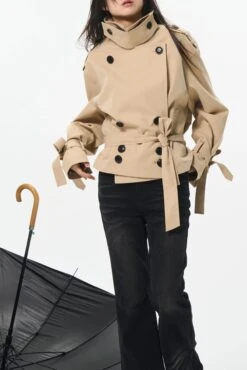 Overlapped Cropped Trench Coat With Belt -Modern Wear Shop 8b57542023e7cc795fbe31828bcb6cca