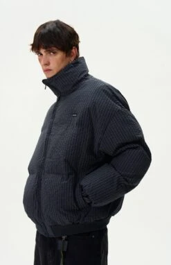 Checker Stand Collar Drop Shoulder Puffer Jacket -Modern Wear Shop 8b5cac748970364ff55d22355f8d57dd