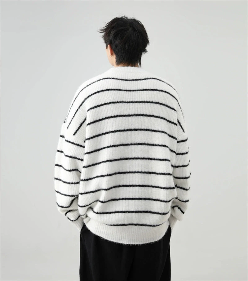 Stripe Oversized Drop Shoulder Knit Sweatshirt 9 Stripe Oversized Drop Shoulder Knit Sweatshirt - Image 9