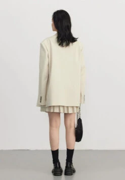 Pinstripe Texture Oversized Blazer And Pleated Dress Set -Modern Wear Shop 8be4cdf447cc114fbdbde27627c51a0e