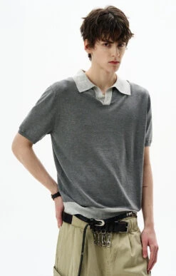 Contrast Trim Short Sleeve Knit Polo Shirt 14 Contrast Trim Short Sleeve Knit Polo Shirt -Modern Wear Shop 8c1765f22de8c60983cc0e96a1f757d9
