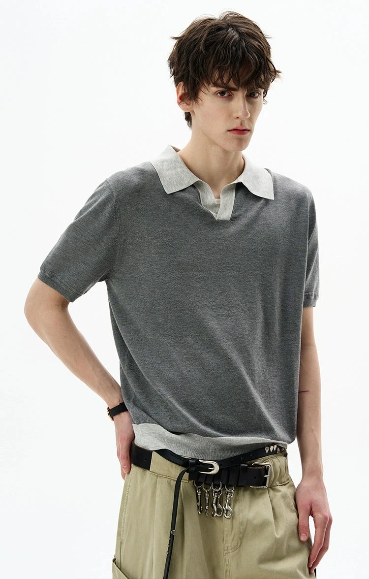 Contrast Trim Short Sleeve Knit Polo Shirt 6 Contrast Trim Short Sleeve Knit Polo Shirt - Image 6