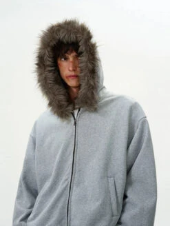 Faux Fur Hooded Zip Jacket With Pockets -Modern Wear Shop 8c534bdfcad6d581bb49fc860eeba40a