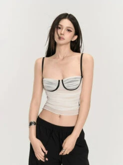 Ruched Bustier Crop Top With Slim Straps -Modern Wear Shop 8c779bfe5e113d217f6b04c49f0edf3b