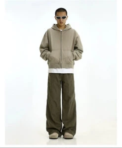 Oversized Mid-Crop Zip-Up Lightweight Hoodie With Pockets -Modern Wear Shop 8cb77fca53a2468c47600a64881f5a72