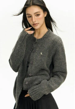 Ribbed Trim Slim Round-Neck Cardigan -Modern Wear Shop 8cc435c19efb3c86975d64ab2e1dc260