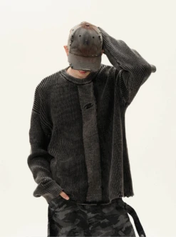 Distressed Hem Oversized Drop Shoulder Knit Sweater -Modern Wear Shop 8ceef1bb4d3f18392dc86fe27d5086cd