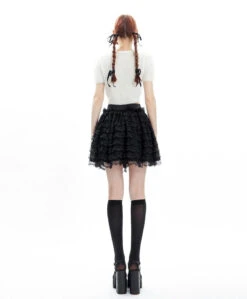 Layered Ruffle Lace Mini Skirt With Elastic Waistband -Modern Wear Shop 8cf887f7e3169c663b2329d514c7613e