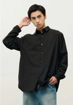 Oversized Button-Down Shirt With Stand Collar -Modern Wear Shop 8d3f6a1a39b9947748db6d32d65044fb