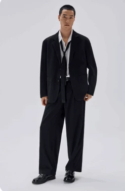 Ribbed Textured Blazer And Wide-Leg Trousers Two-Piece Set -Modern Wear Shop 8d9bf1d556f59d76540d10c83aa59fa4