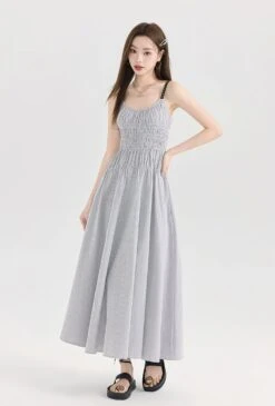 Striped Midi Sundress With Smocked Bodice And Adjustable Straps -Modern Wear Shop 8dc325ee60eccc6547848836188f155e