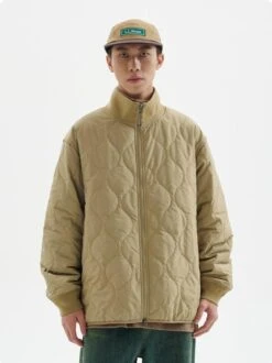 Quilted Zip-Up Jacket With Stand Collar -Modern Wear Shop 8e076cec493bb9f17a14904afa256d8e