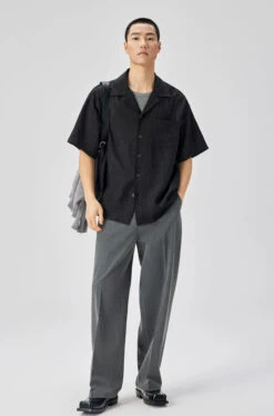 Crinkle Camp Collar Short Sleeve Shirt With Chest Pocket -Modern Wear Shop 8e1c2d8d945489d947055cb583b97a19