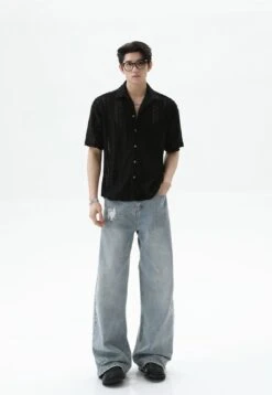 Button-Up Sheer Lace Shirt With Geometric Pattern 21 Button-Up Sheer Lace Shirt With Geometric Pattern -Modern Wear Shop 8e2721a5bef844a2e15b781f6b506018