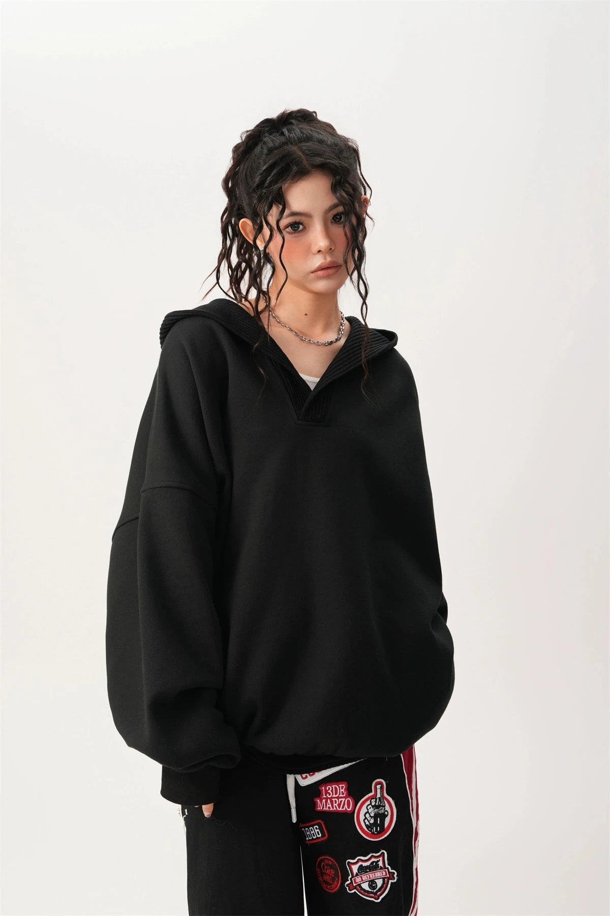 Oversized Knit Ribbed Heathered Hoodie 20 Oversized Knit Ribbed Heathered Hoodie - Image 20