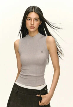 Ribbed Mock Neck Sleeveless Tank Top -Modern Wear Shop 8ebc264b07ce1d6fc81905683e7eac9a
