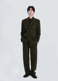 Straight Leg Pleated Trousers With Belt Loops -Modern Wear Shop 8edccc941fd9312e2990167bc509f8c5 topaz enhance 2x