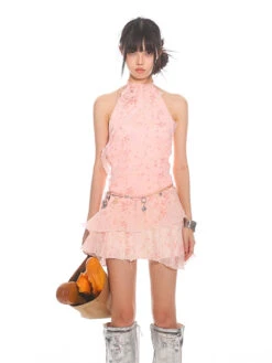 Halter Neck Floral Layered Tier-Ruffle Dress -Modern Wear Shop 8eea483d42939f26109bfc74cc2b354f