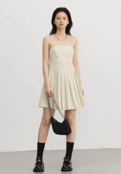 Pinstripe Texture Oversized Blazer And Pleated Dress Set -Modern Wear Shop 8efae14abede85d1101db716006cbac5