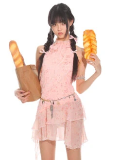 Halter Neck Floral Layered Tier-Ruffle Dress -Modern Wear Shop 8f02c255360e939e148d8da93ed4b6e5