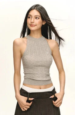 Sleeveless Cable Knit Mock-Neck Crop Top 7 Sleeveless Cable Knit Mock-Neck Crop Top -Modern Wear Shop 8f064b0635a80eee28c3529907646cbd