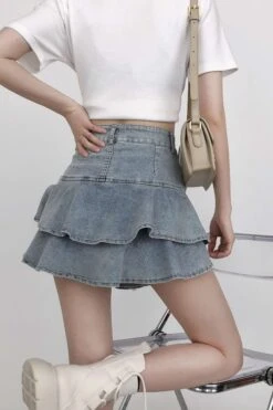 Tiered Pleated Denim Mini Skirt 15 Tiered Pleated Denim Mini Skirt -Modern Wear Shop 8f2d07a6ab6fcec26fb7377434f37f0f