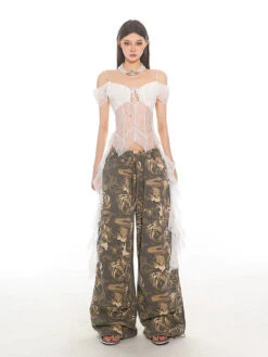 Off-Shoulder Lace Sheer Crop Top With Tassel Details -Modern Wear Shop 8f5f3d0e7936d7e955fbcf5d5e9b5294