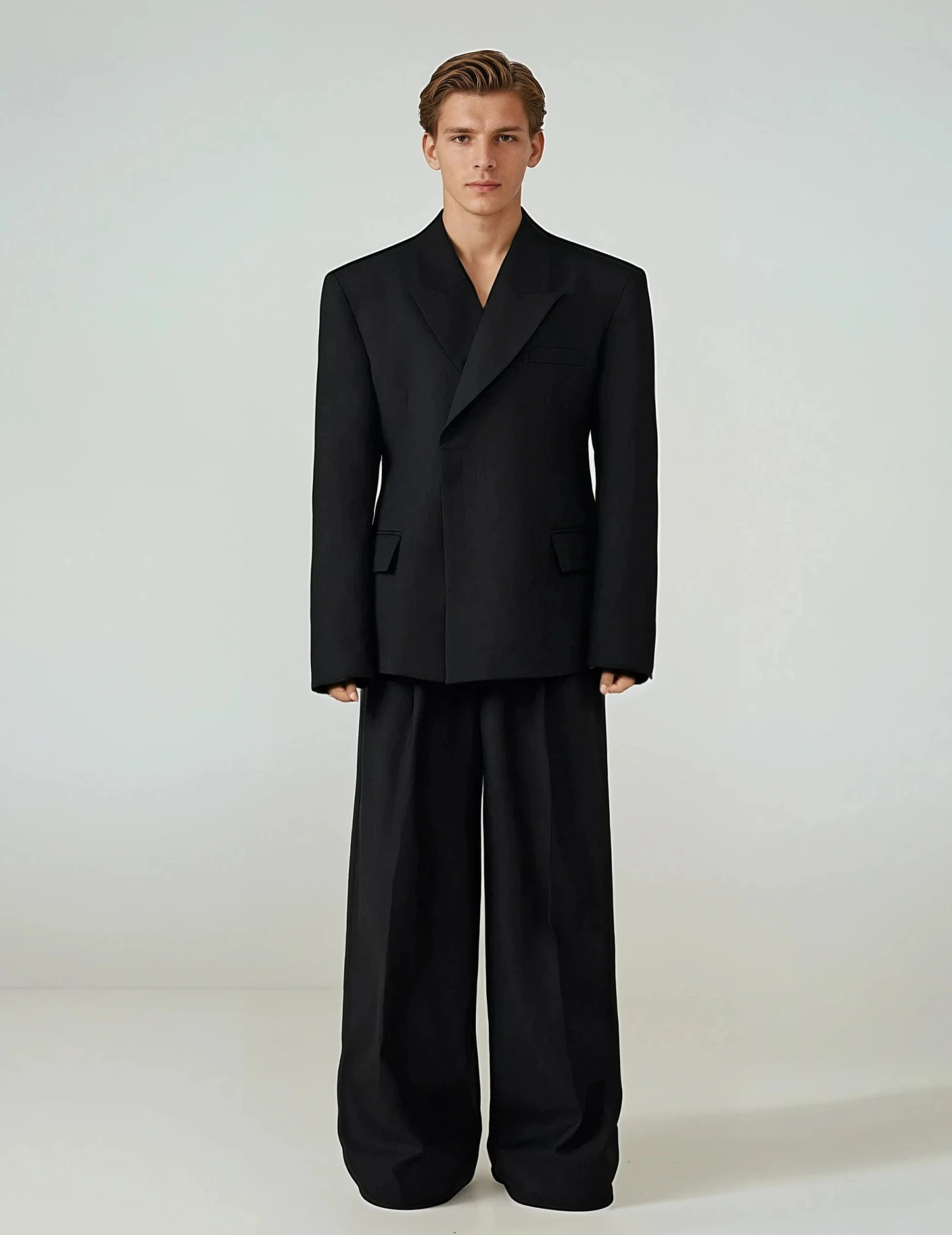 Structured Boxy Double-Breasted Hidden Button Blazer 1 Structured Boxy Double-Breasted Hidden Button Blazer