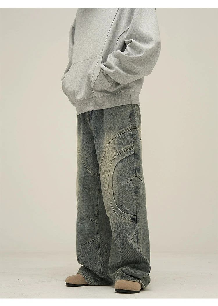 Vintage Sand Wash Wide-Leg Jeans With Stitch Detail 8 Vintage Sand Wash Wide-Leg Jeans With Stitch Detail - Image 8