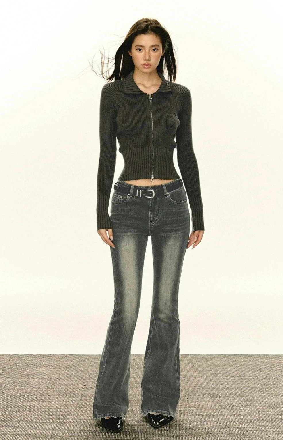 Ribbed Zip-up Slim Cropped Sweater 13 Ribbed Zip-up Slim Cropped Sweater - Image 13