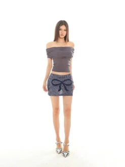 Skinny Off-Shoulder Ruched Crop Top -Modern Wear Shop 8fae49523ccc1ac0759aee8d61dab8d7